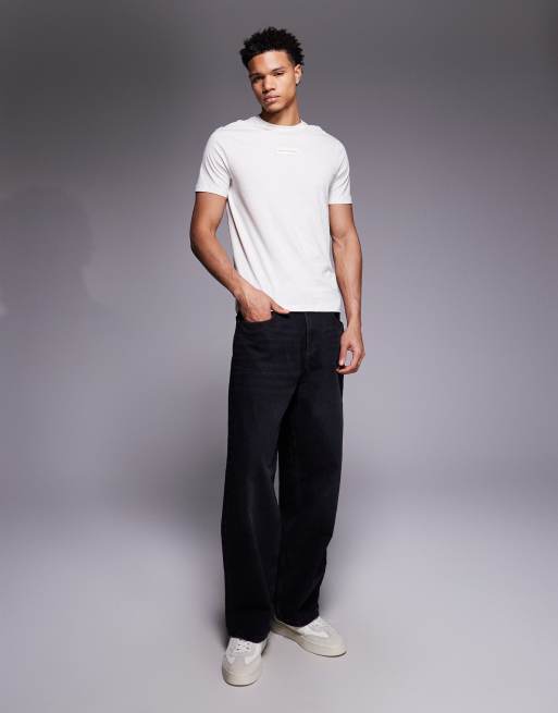 Armani Exchange - Cremehvid T-shirt med logo på brystet, 2 af 5