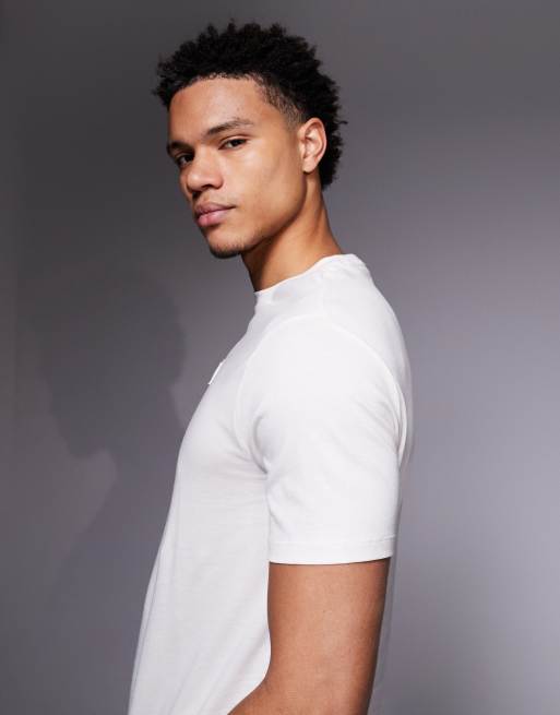 Armani Exchange - Cremehvid T-shirt med logo på brystet, 4 af 5