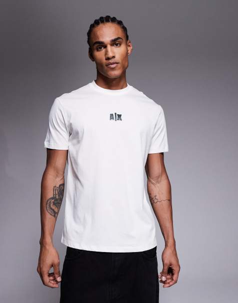 Armani Exchange - Cremehvid T-shirt med logo - view 1