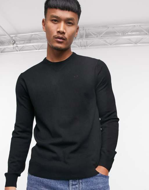 Armani Exchange crew neck jumper in black ASOS