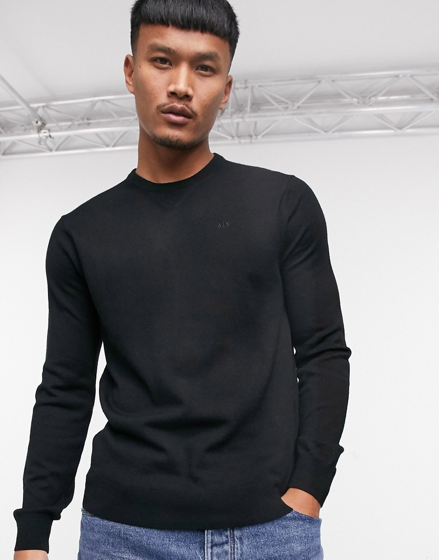 Armani Exchange crew neck sweater in black