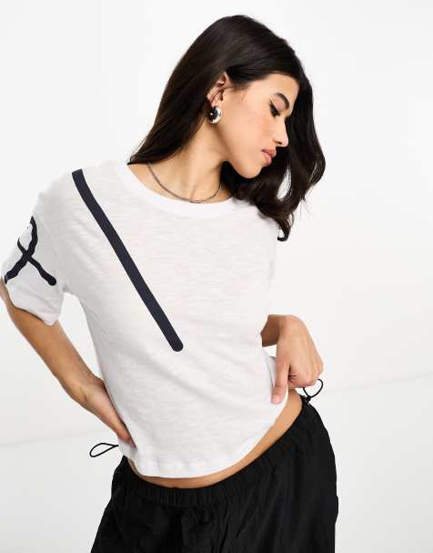 Armani Exchange crop t-shirt in white