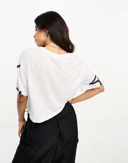 Armani Exchange crop t-shirt in white, 2 of 4