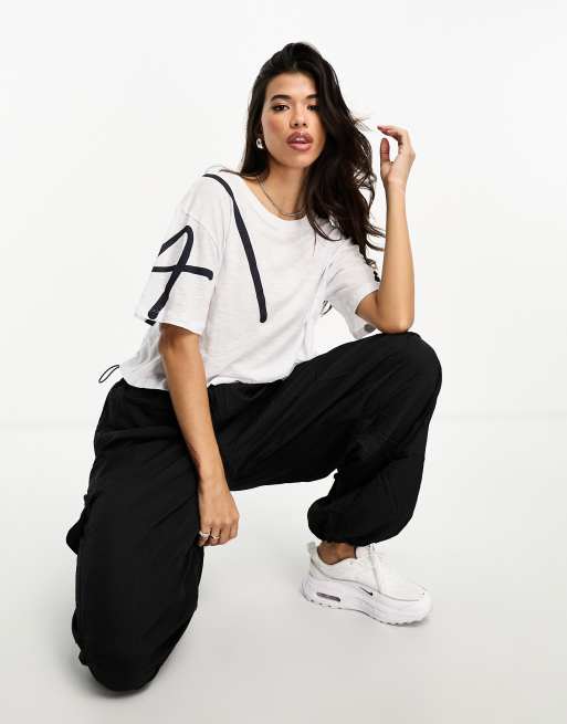 Armani Exchange crop t-shirt in white, 4 of 4