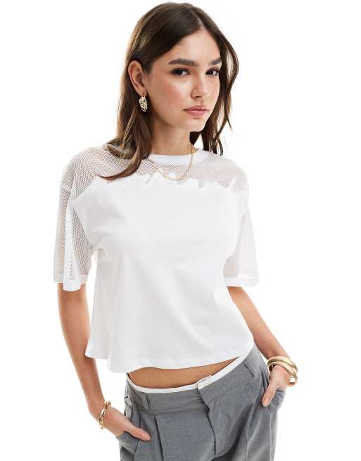 Armani Exchange - Cropped T-shirt in wit