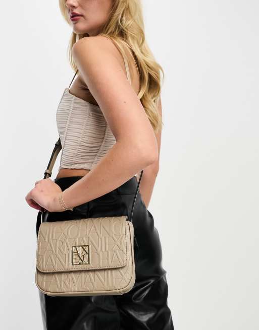 Armani Exchange cross body bag in light beige ASOS