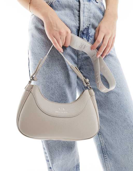 Armani Exchange crossbody bag in beige with printed strap ASOS