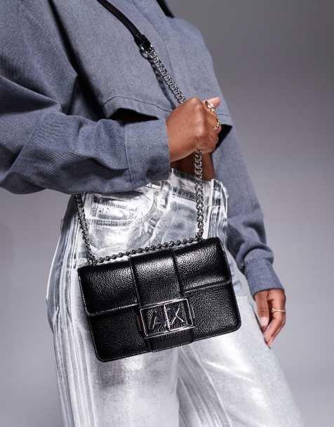 Armani Exchange crossbody bag in black and silver - view 1