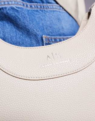 Armani Exchange Curved Logo Shoulder Bag In White