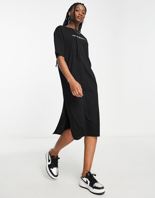 Armani Exchange – Czarna sukienka T-shirtowa z dżerseju | ASOS