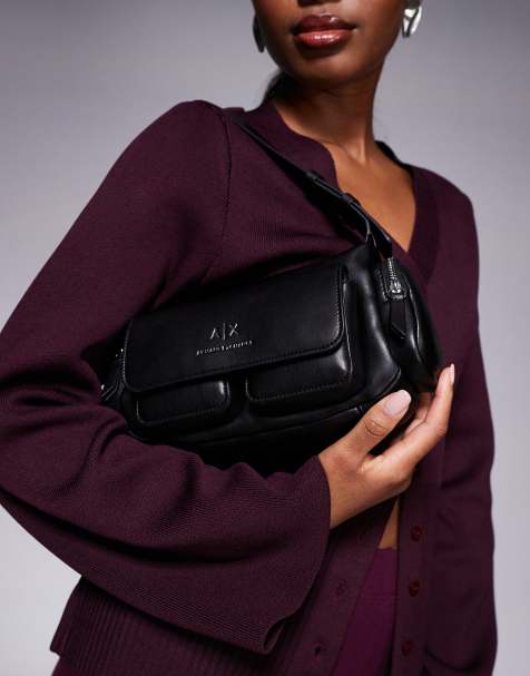Armani Exchange – Czarna torebka na ramię z kieszenią z logo - view 1