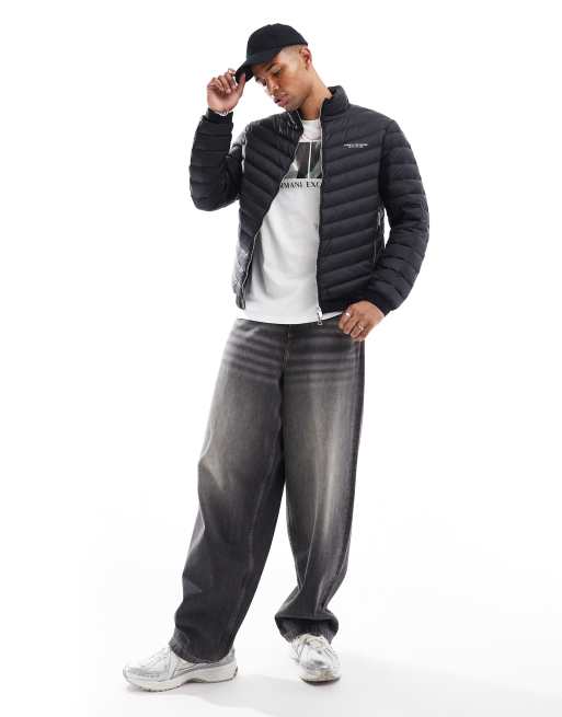 Armani Exchange – Czarno-szara lekka kurtka ocieplana z małym logo, 2 z 4