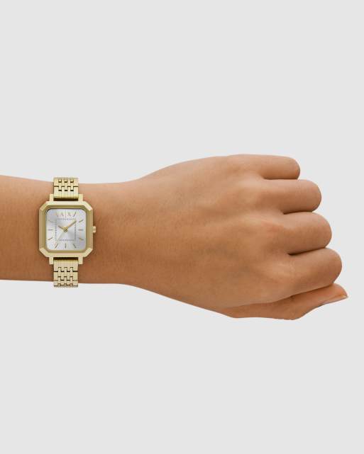 Armani Exchange Damen-Drei-Zeiger-Uhr aus Edelstahl in Goldoptik, 2 von 4