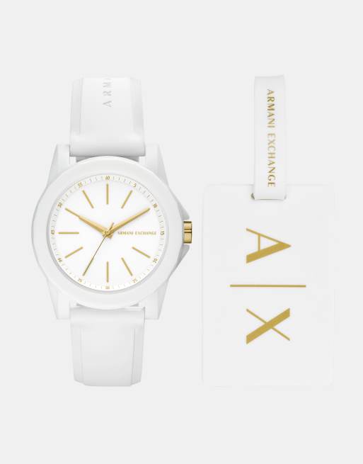 Armani Exchange – Damski zestaw podarunkowy z zegarkiem i zawieszką na bagaż, AX7126