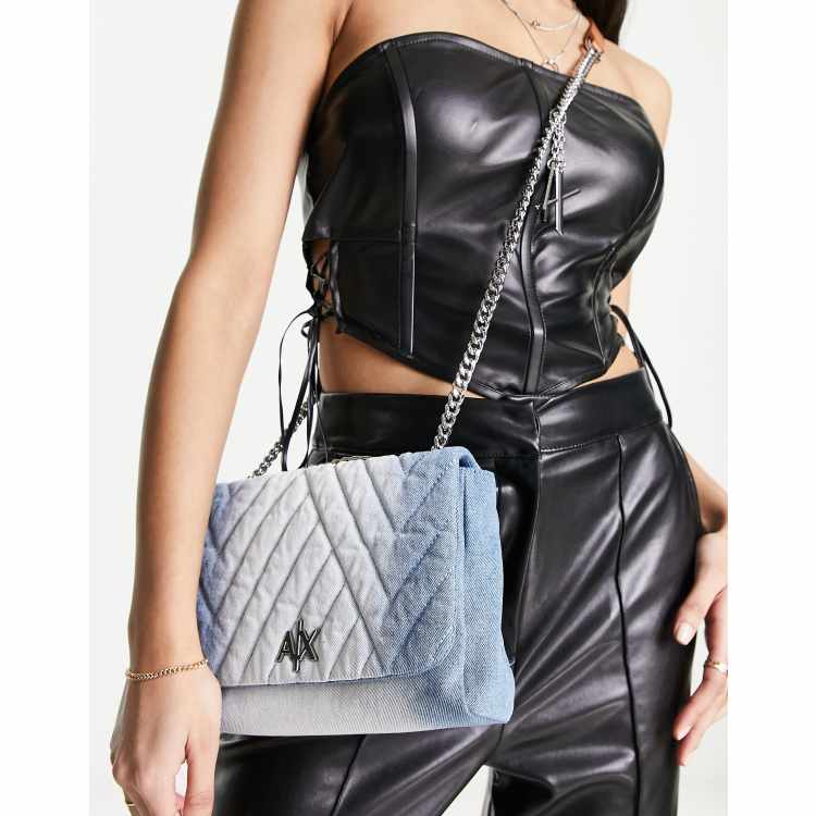 Armani Exchange denim flapover crossbody bag in blue ASOS