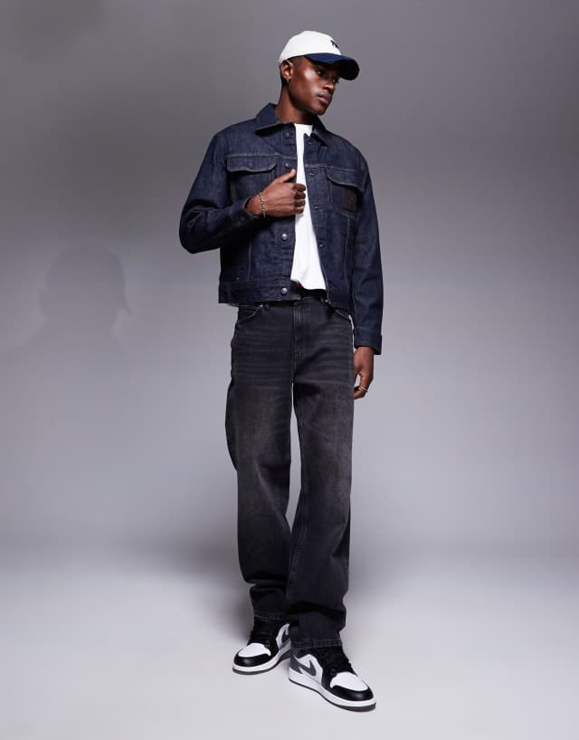 s*様 ARMANI JEANS Dark Navy Shirt Jacket Armani Exchange denim jacket in dark blue | ASOS
