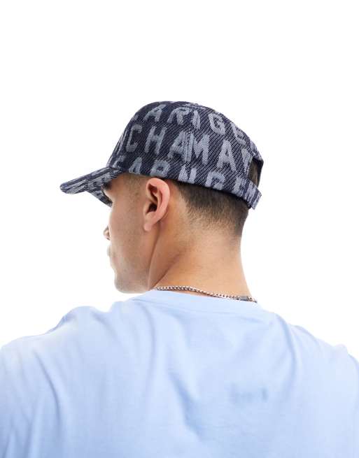 Armani Exchange - Denim jacquard baseballpet met all over logo in marineblauw, 3 van 4