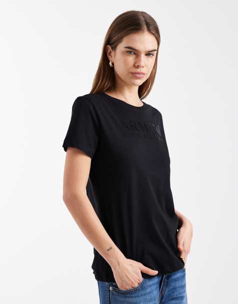 Armani Exchange diamante logo t-shirt in black - view 1
