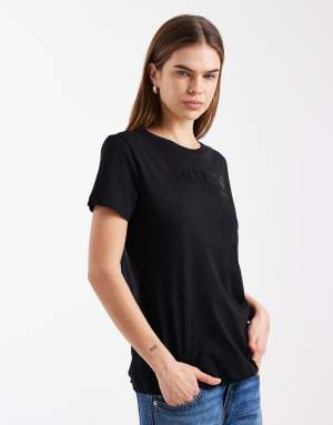 Armani Exchange diamante logo t-shirt in black