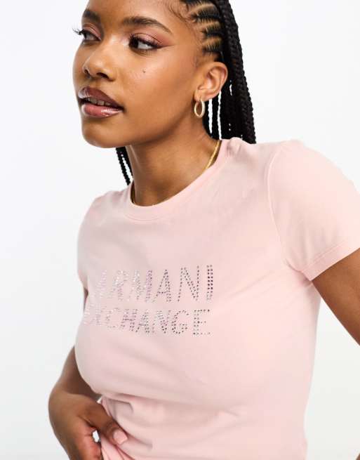 Pink armani t shirt sale