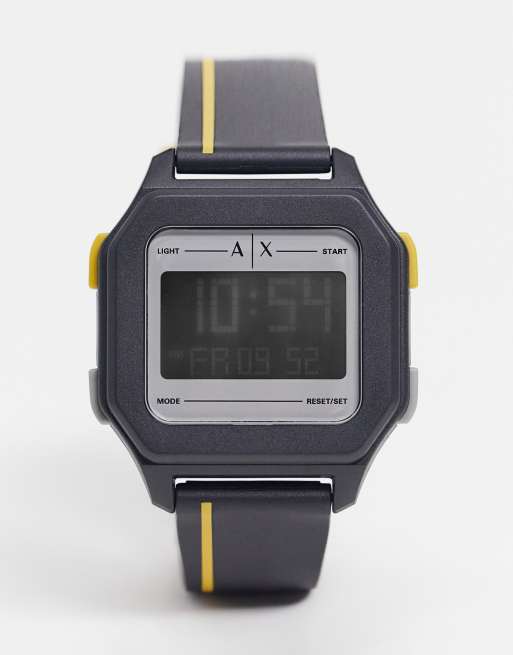 Armani Exchange – Digitalklocka för män i shellmaterial AX2957