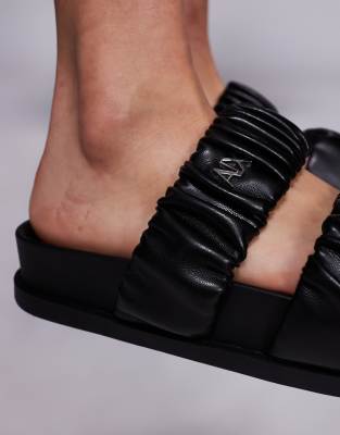 Armani Exchange Double Strap Sandals In Black