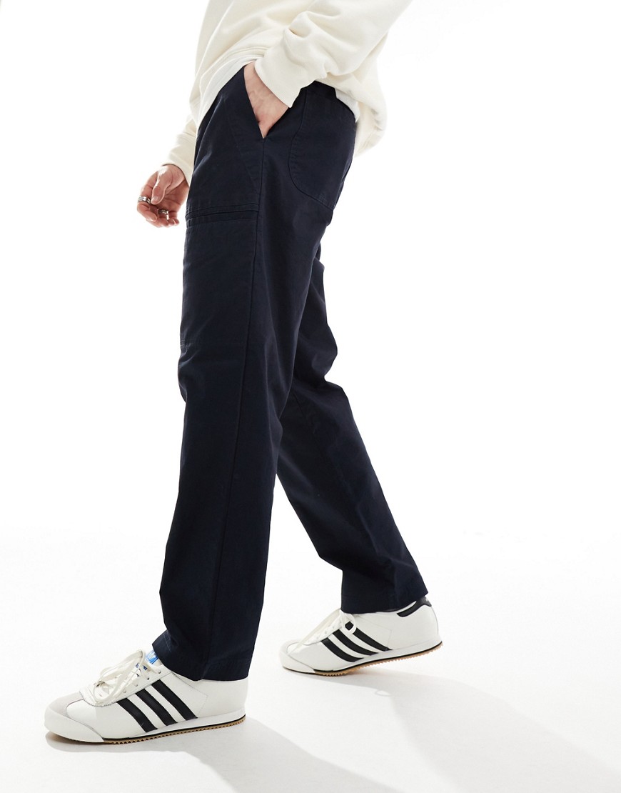 Armani Exchange drawstring tailoring fabric trousers in navy