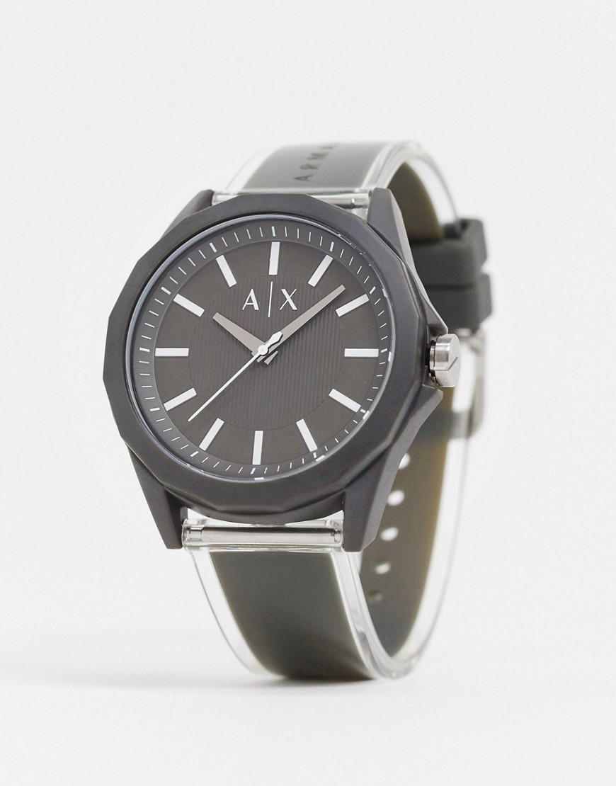 Armani Exchange - Drexler - Leer horloge in grijs AX2638