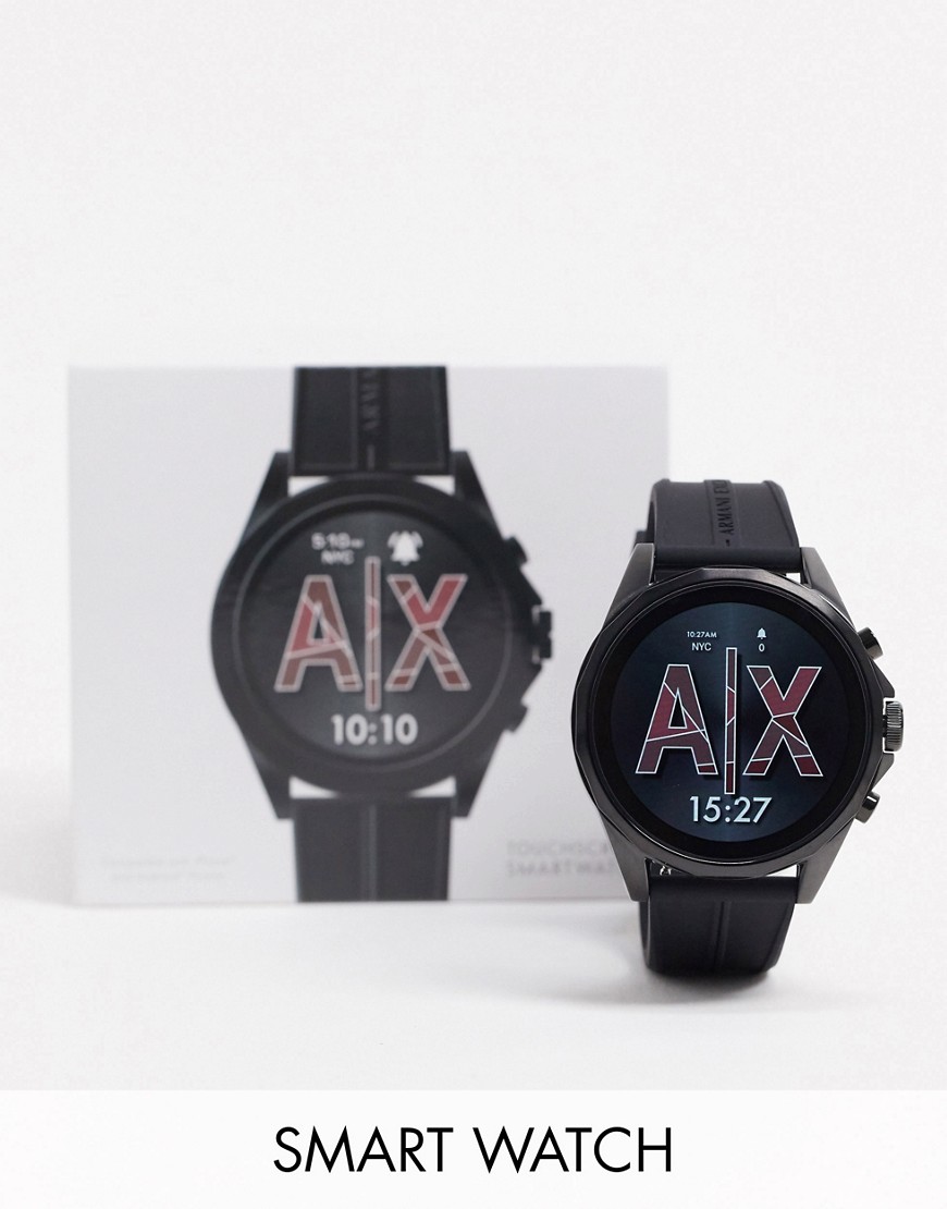 Armani Exchange Drexler silicone smart watch in black AXT2007
