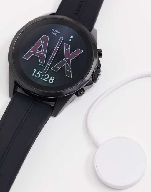 Armani Exchange Drexler silicone smart watch in black AXT2007 ASOS