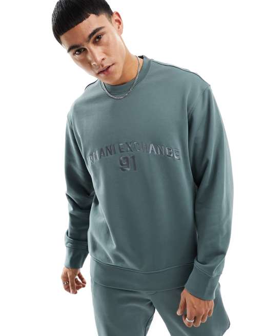 Armani Exchange embroidered chest logo sweatshirt in green ASOS