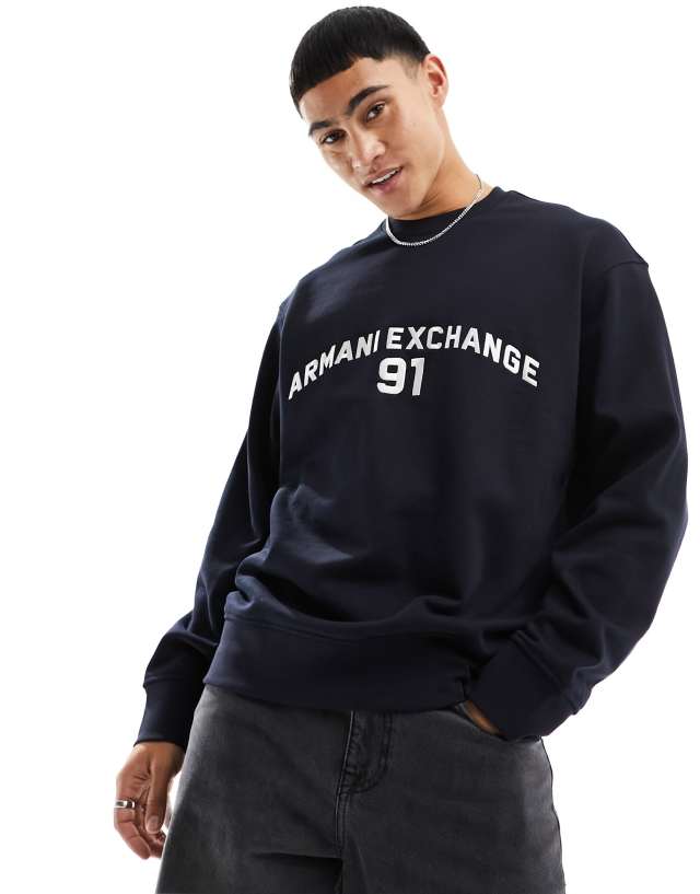 Armani Exchange - embroidered chest logo sweatshirt in navy