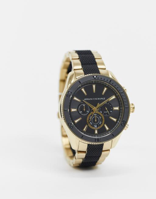 Armani Exchange Enzo black gold bracelet watch ASOS