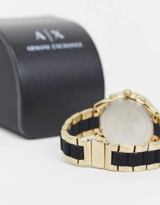 armani black and gold watch