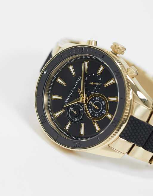 Armani Exchange Enzo black gold bracelet watch ASOS