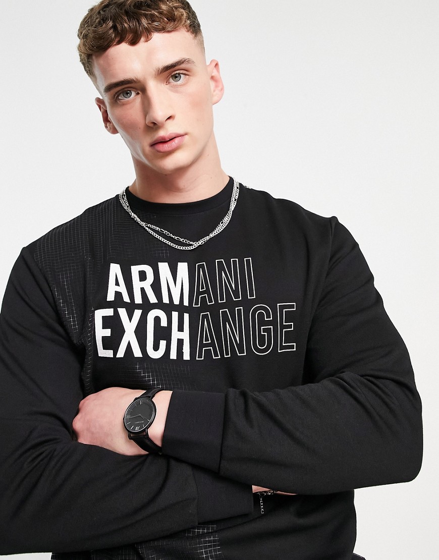 Armani Exchange faded logo sweatshirt in black