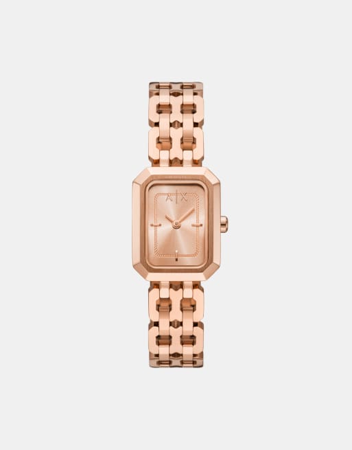 Armani Exchange - Faye - Montre à quartz pour femme en acier inoxydable, 2 aiguilles - Or rose
