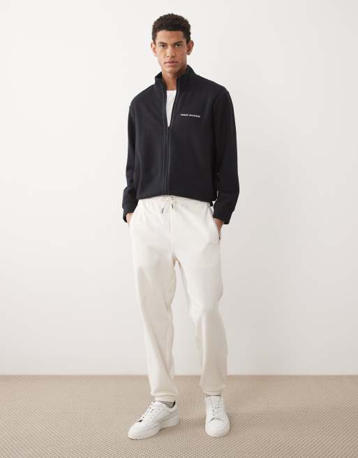 Armani Exchange - Felpa blu navy con zip e logo sul petto, 2 di 5