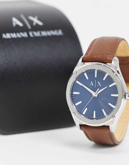 Armani exchange leather strap watch hot sale