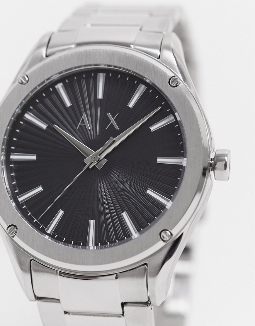 Armani Exchange – Fitz – Silverfärgad armbandsklocka med svart urtavla AX2800