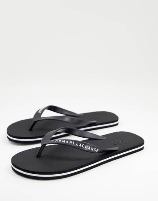 Incarijk klein Preventie Armani Exchange flip flops in black | ASOS