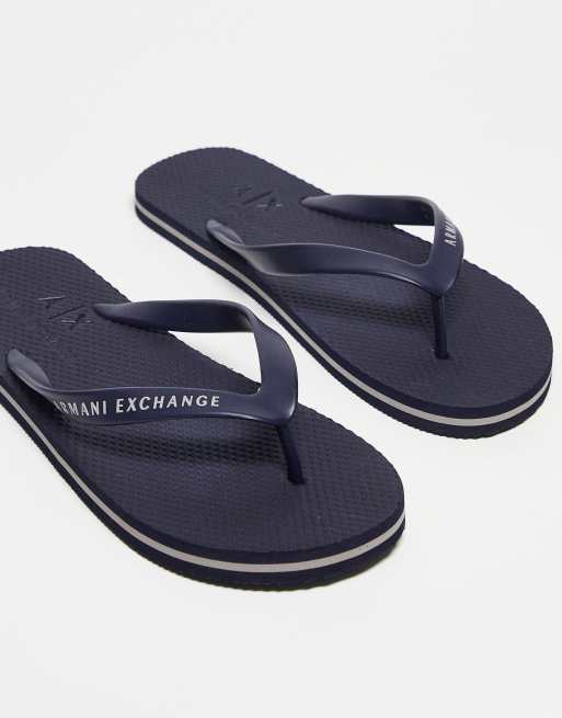 Armani Exchange flip flops in navy ASOS