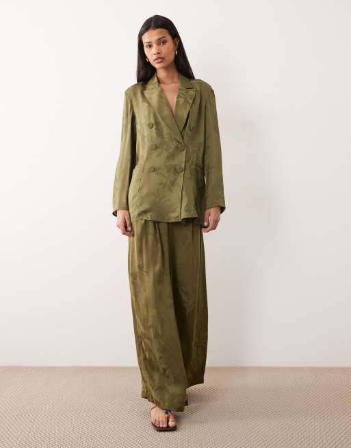 Armani Exchange floral jacquard blazer in khaki (part of a set), 2 of 4