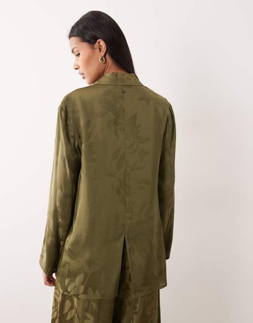 Armani Exchange floral jacquard blazer in khaki (part of a set), 4 of 4
