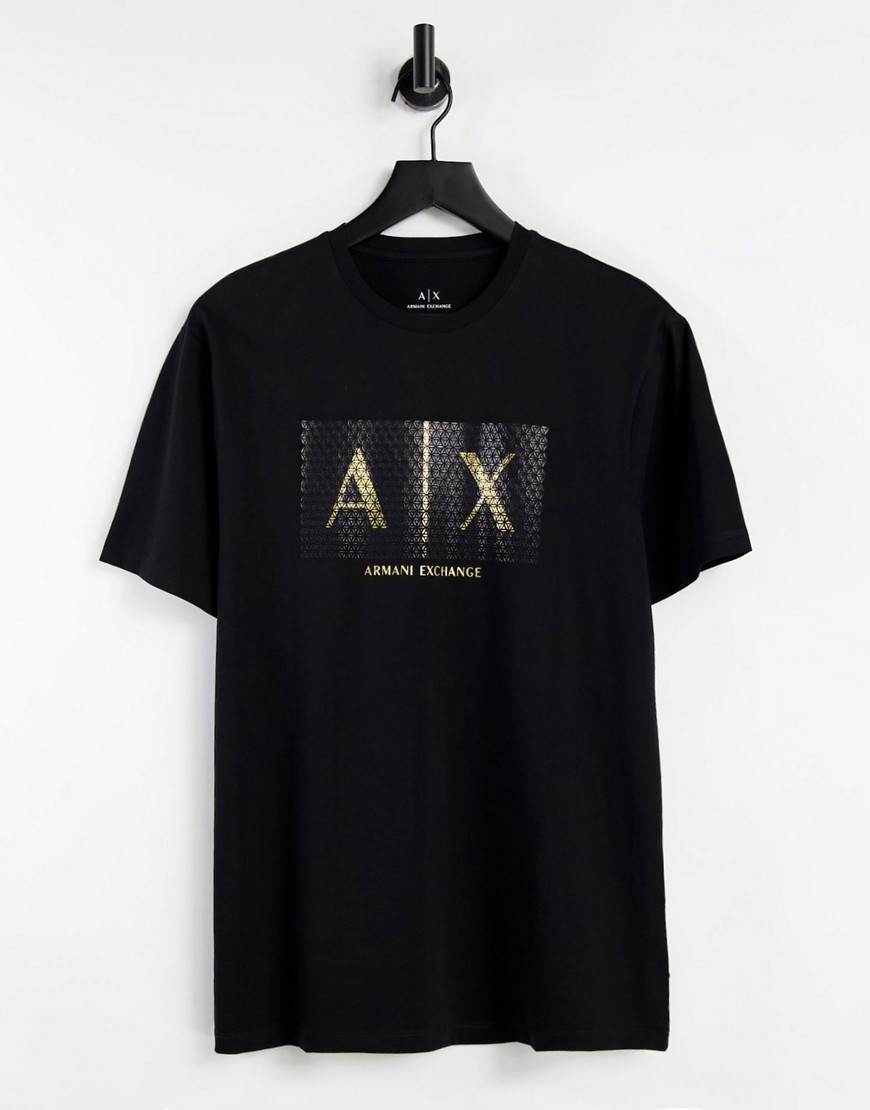 Armani Exchange foil logo t-shirt in black