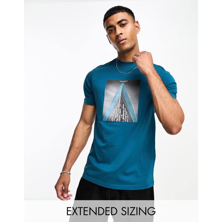 Armani Exchange front graphics t shirt in blue ASOS