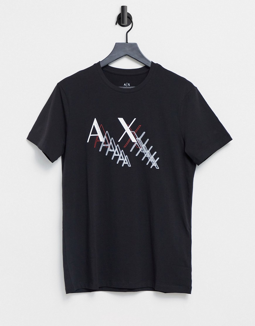 Armani Exchange front repeat logo t-shirt in black