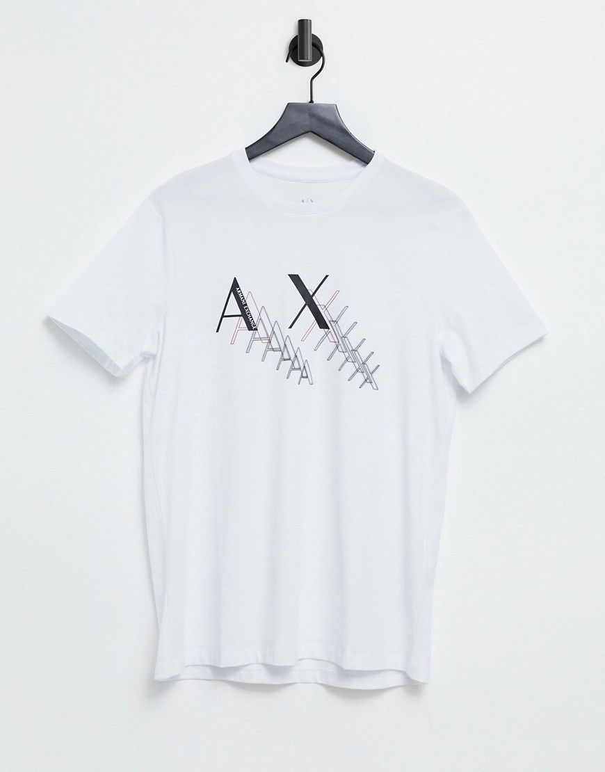 Armani Exchange front repeat logo t-shirt in white
