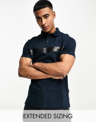 front taped logo polo shirt in navy