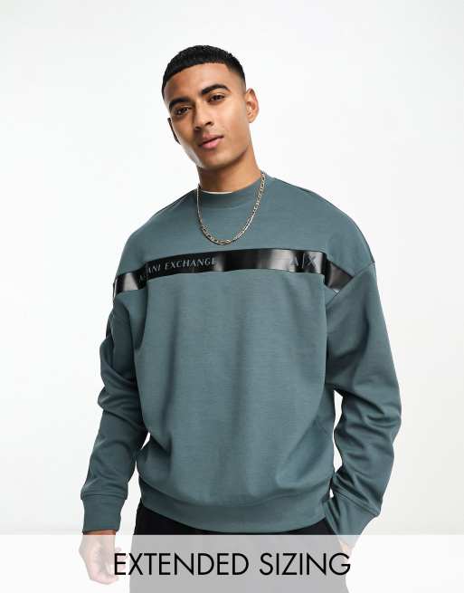 Armani Exchange front taped logo sweatshirt in slate gray ASOS